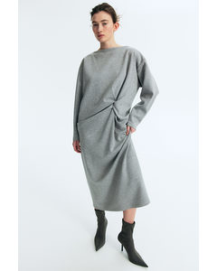 Oversized Twist-detail Dress Grey Marl