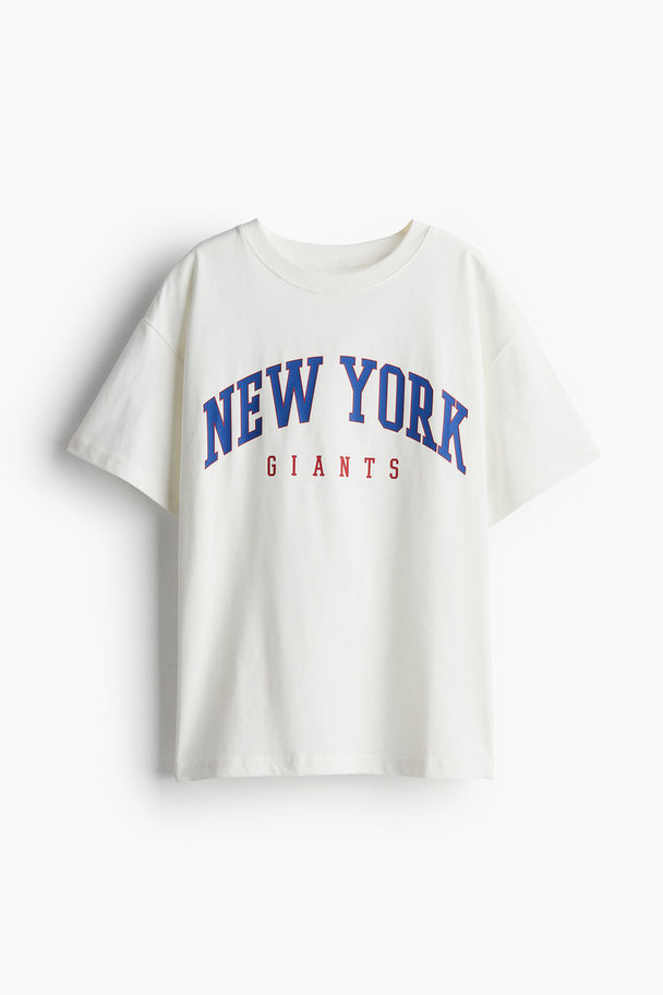 H&M Oversize-T-Shirt mit Druck Weiß/NFL