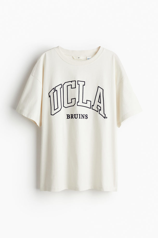 H&M Oversize-T-Shirt mit Druck Cremefarben/UCLA