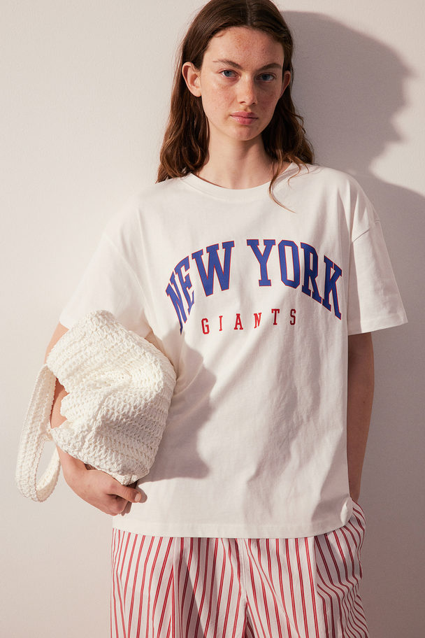 H&M Oversize-T-Shirt mit Druck Weiß/NFL