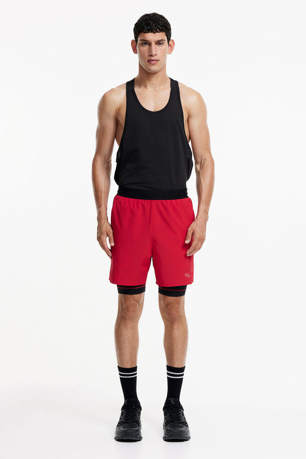 H&M Drymove™ 2-in-1 Sports Shorts In 4-way Stretch Red