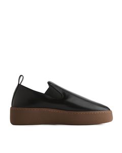 Platform Leather Slip-ons Black