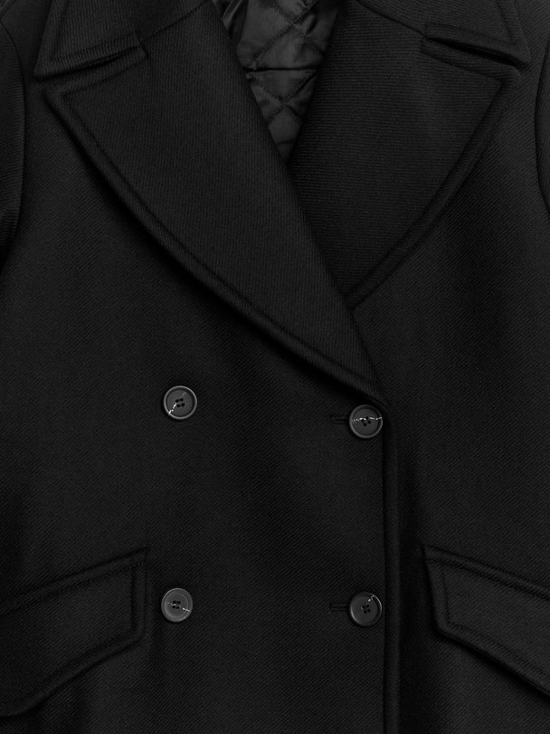 ARKET Wool Pea Coat Black