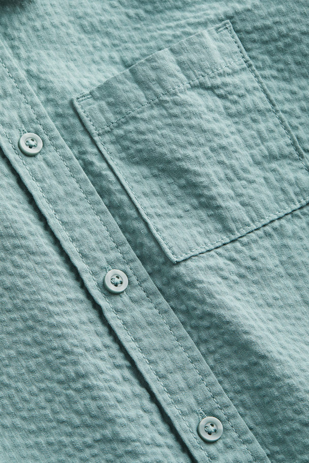 H&M Linen-blend Poplin Shirt Mint Green