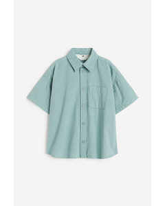 Linen-blend Poplin Shirt Mint Green