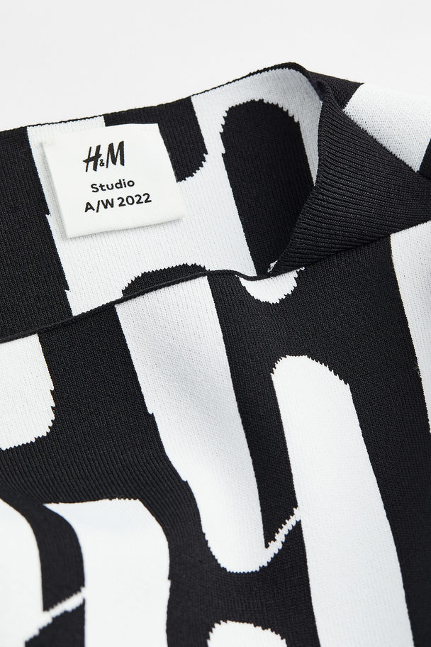 H&M Oversized, Jacquardstrikket Trøje Sort/mønstret