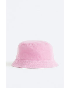 Bucket Hat aus Baumwolle Hellrosa