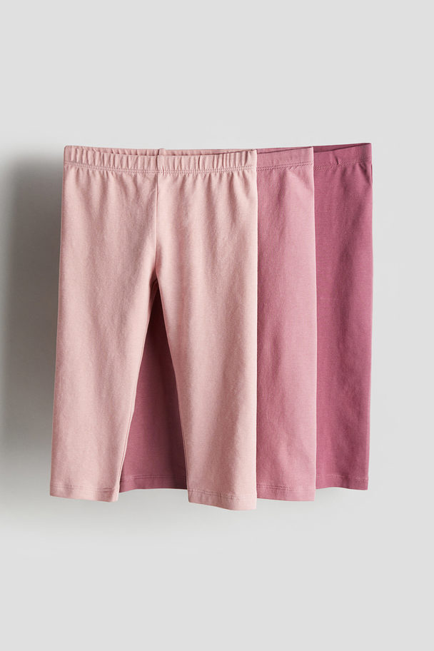 H&M 3-pak Leggings I Bomuld Mørk Rosa/gammelrosa/støvrosa