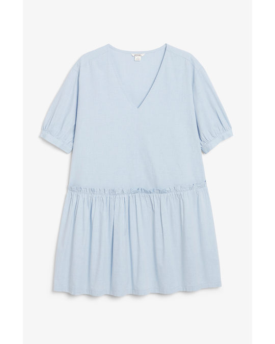 Monki Oversized Cotton Mini Dress Blue Skies