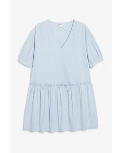 Oversized Cotton Mini Dress Blue Skies