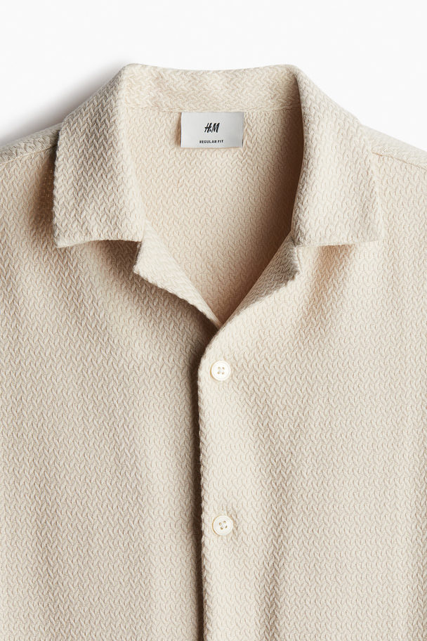 H&M Casual Overhemd Met Structuur - Regular Fit Lichtbeige