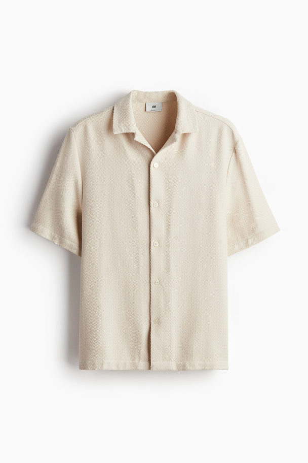 H&M Freizeithemd mit Struktur in Regular Fit Hellbeige