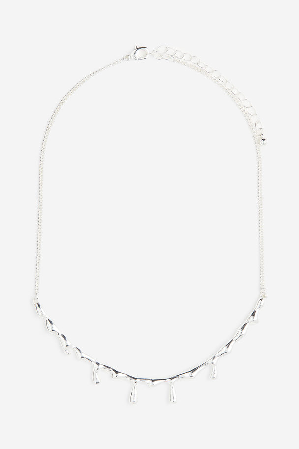H&M Kort Halsband Med Dropplook Silver