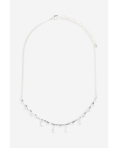 Drip-look Short Necklace Silver-coloured