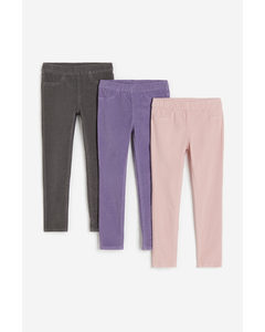 Set Van 3 Corduroy Treggings Paars/roze