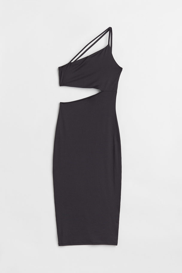 H&M One Shoulder-klänning Med Cut Out Svart