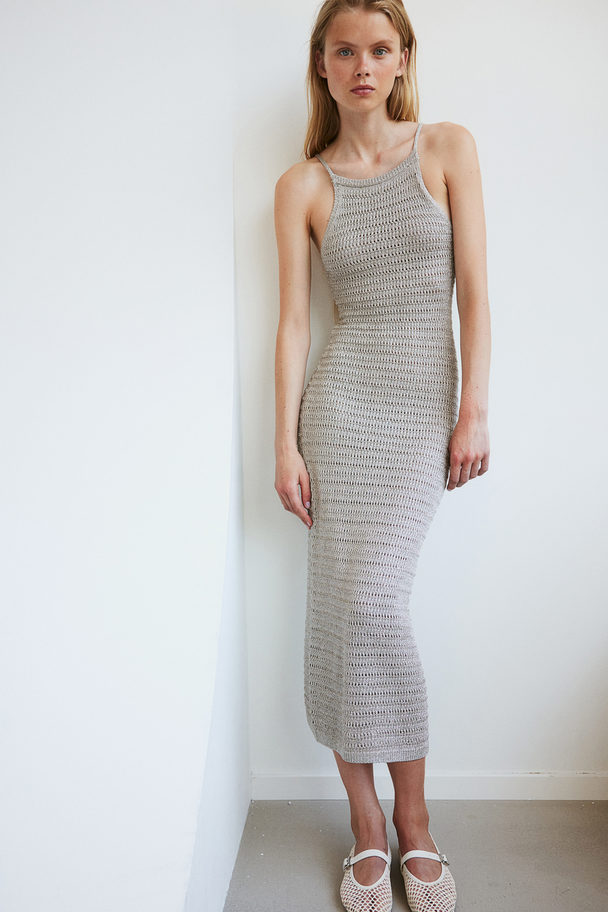 H&M Shimmering Strappy Dress Light Grey/silver-coloured