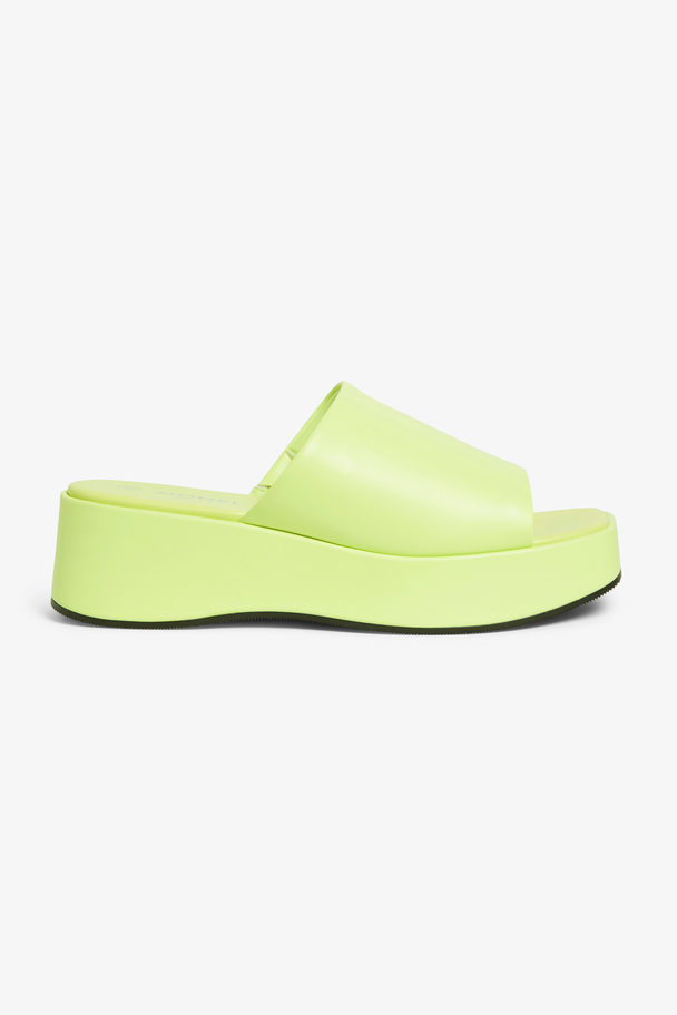 Monki Lime Green Faux Leather Platform Sandals Lime