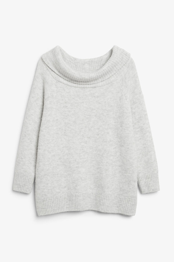 Monki White Off-shoulder Knit Sweater Off-white