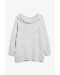 White Off-shoulder Knit Sweater Off-white