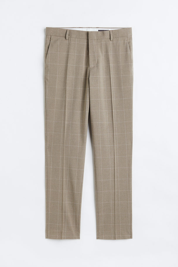 H&M Slim Fit Suit Trousers Beige/checked
