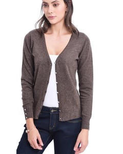 V-neck Cardigan With Silver Buttoning And Buttons On Sleeves
