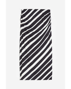 Draped Pencil Skirt Black/striped
