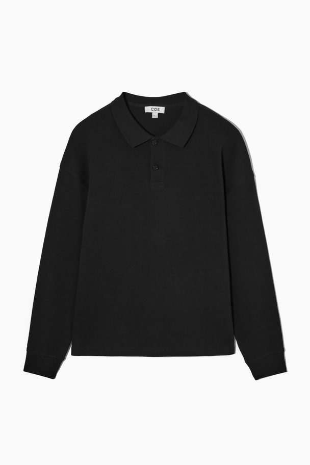 COS Oversized-fit Cotton-jersey Polo Shirt Black