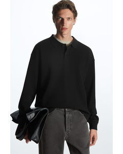 Oversized-fit Cotton-jersey Polo Shirt Black