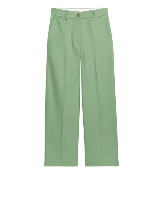 Arket Straight Twill Trousers Green