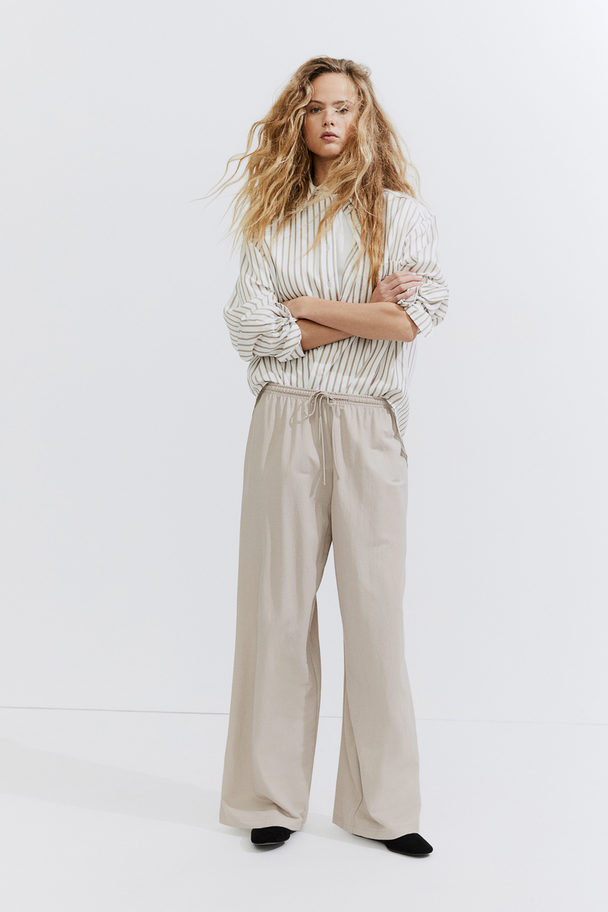 H&M Wide Pull-on Trousers Light Greige