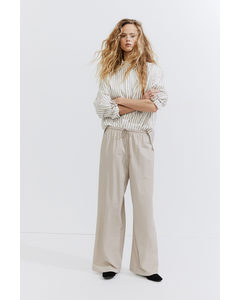 Wide Pull-on Trousers Light Greige