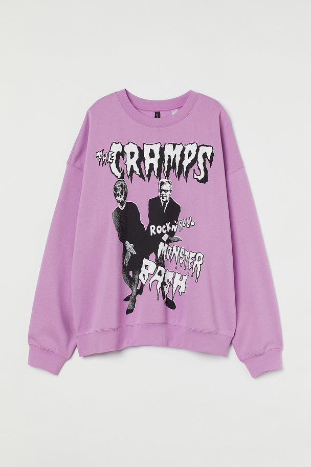 H&M H&m+ Sweatshirt Med Tryck Rosa/the Cramps