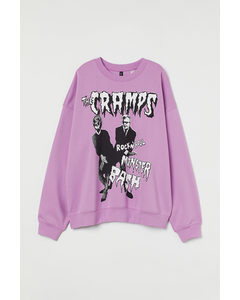 H&m+ Sweatshirt Med Trykk Rosa/the Cramps