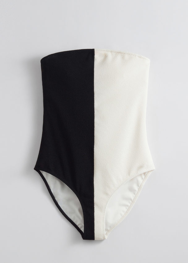 & Other Stories Two-tone Bandeau Swimsuit Black/white