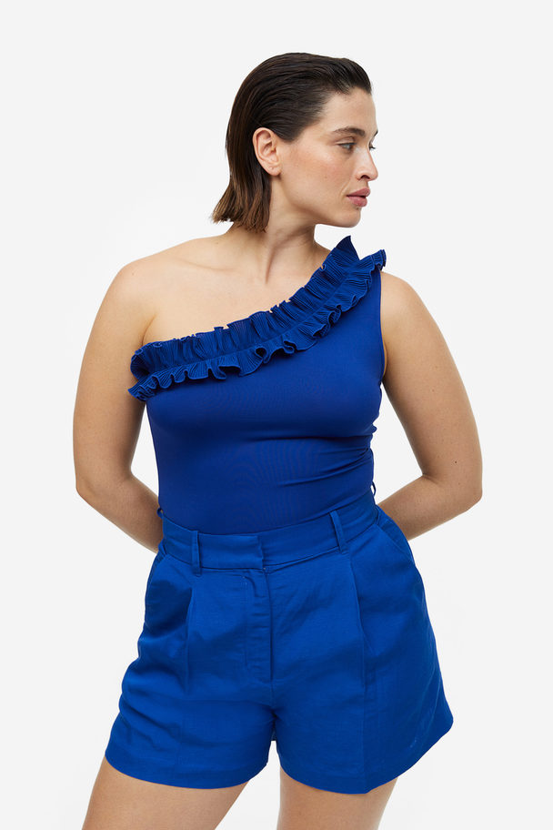 H&M One-shoulder Stringbody Helderblauw