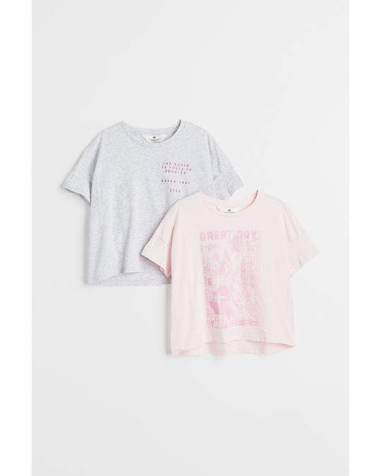 H&M 2-pack Cotton Tops Light Pink/great Day