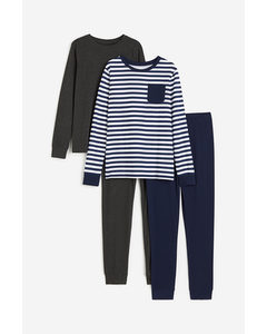 2-pack Cotton Pyjamas Dark Blue/striped