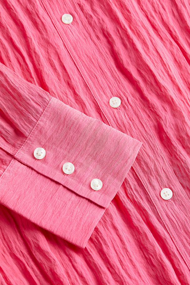 H&M Crinkled Chiffon Shirt Pink