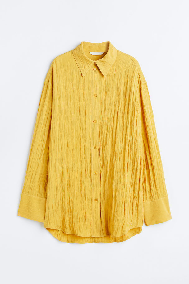 H&M Crinkled Chiffon Shirt Yellow