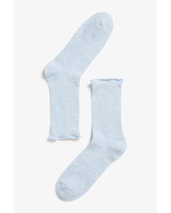 Ribbed Roll-top Socks Light Blue