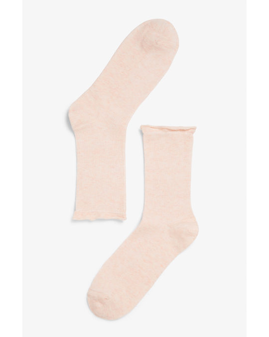 Monki Ribbed Roll-top Socks Light Pink