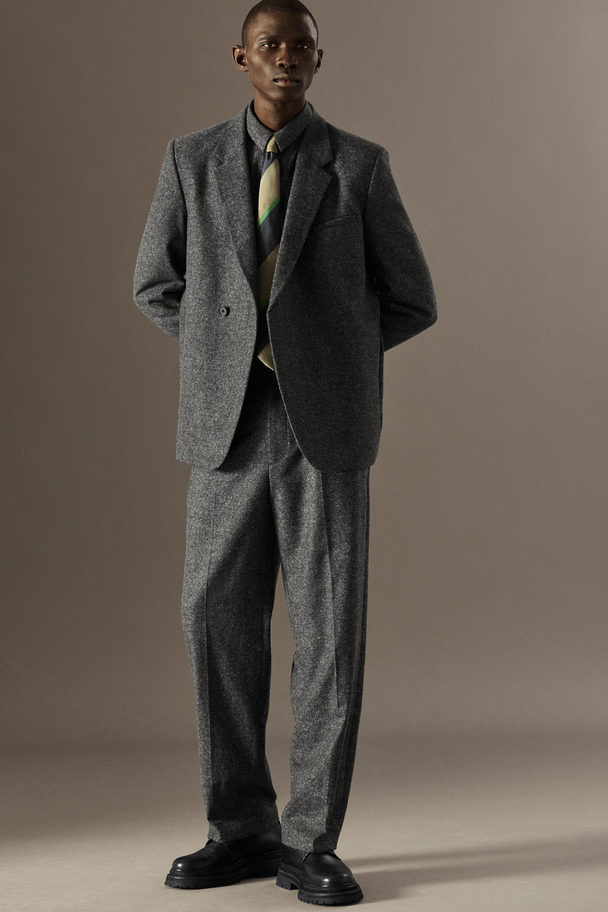 COS Brushed-wool Trousers - Straight Grey