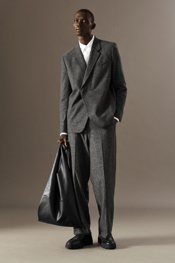 COS Brushed-wool Trousers - Straight Grey