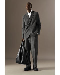 Brushed-wool Trousers - Straight Grey