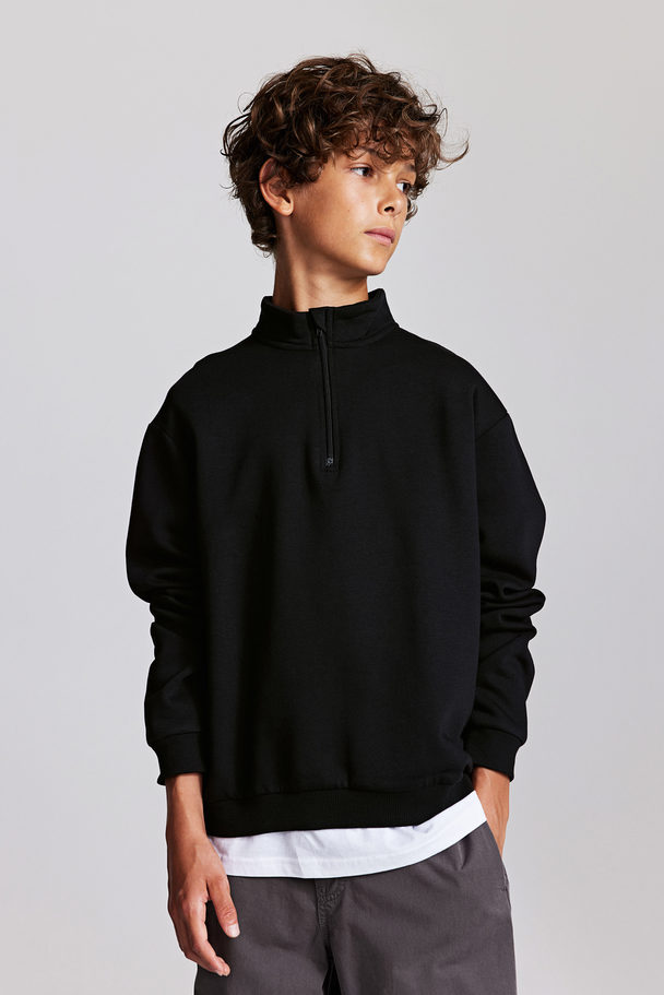 H&M Sweatshirt Med Glidelås Sort
