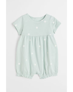 Short-sleeved Romper Suit Light Turquoise/spotted