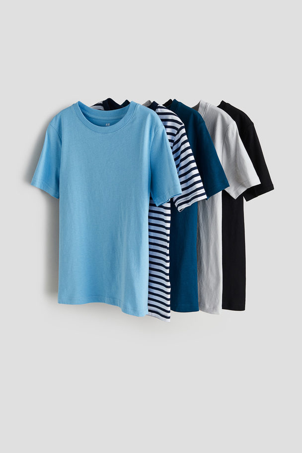 H&M Set Van 5 T-shirts Lichtblauw