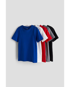 Set Van 5 T-shirts Helderblauw/zwart