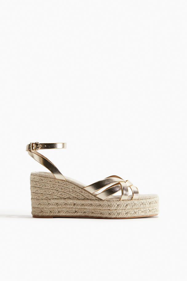 H&M Wedge-heeled Espadrilles Bronze-coloured